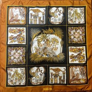 Genuine Salvatore Ferragamo vintage cat silk scarf